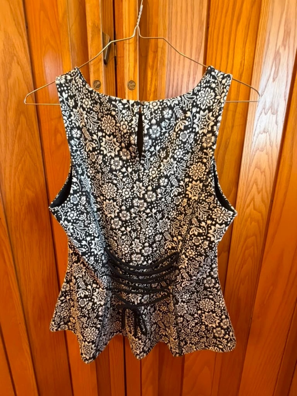 Anthropologie Floral Lace-Up Peplum Top M